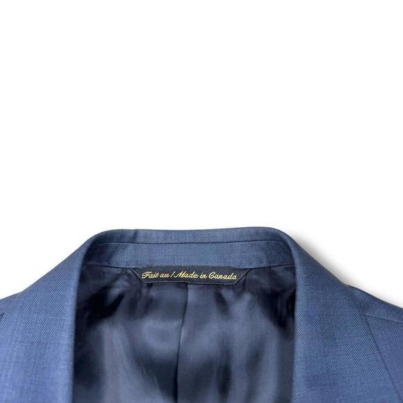 VTG Jack Victor Blue Wool Two Piece Suit 43R Jacket 37R Pants Made inCanada Work - Picture 8 of 15